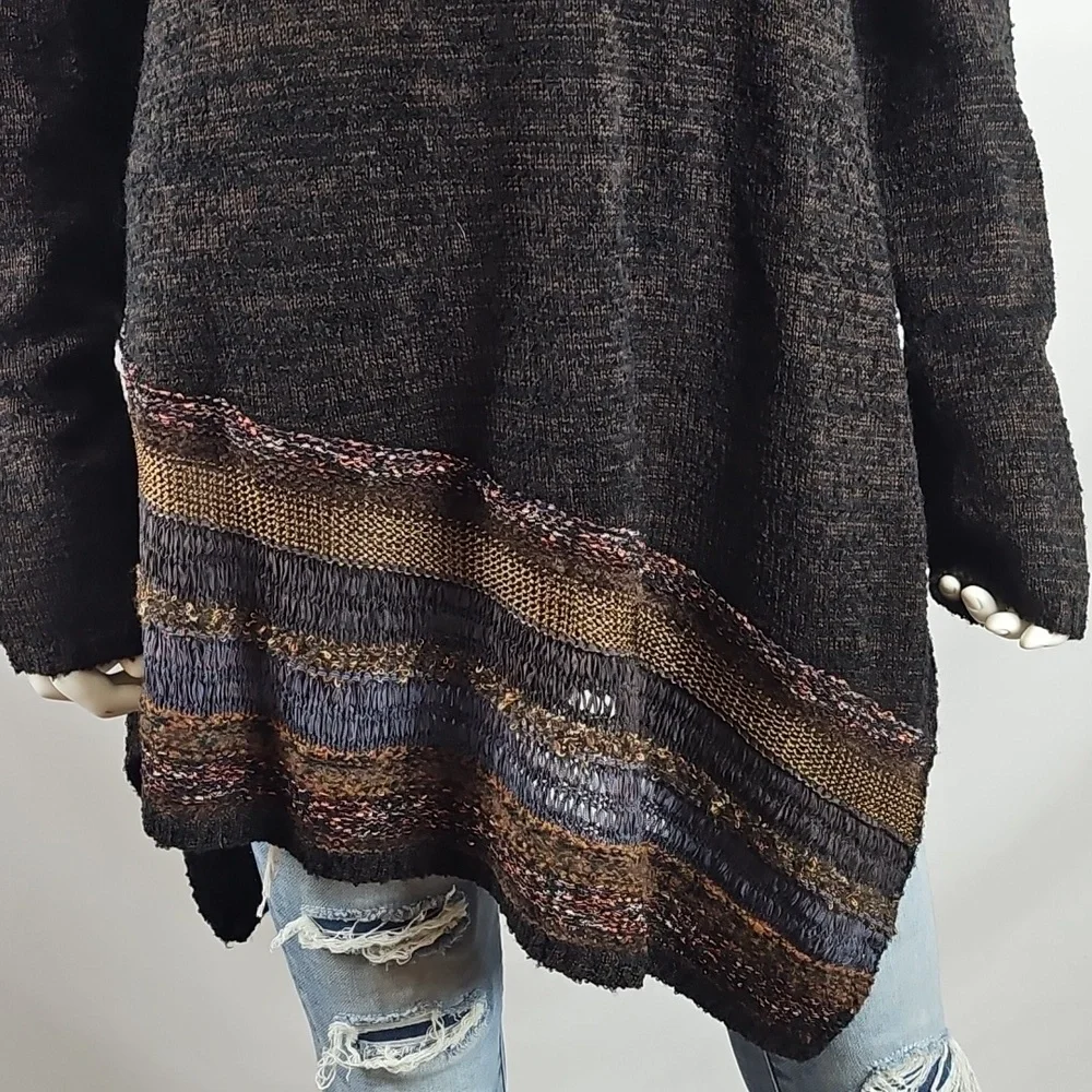 NWT Soft Surroundings Raku Brown & Black Marled Knit Asymmetric Tunic Sweater